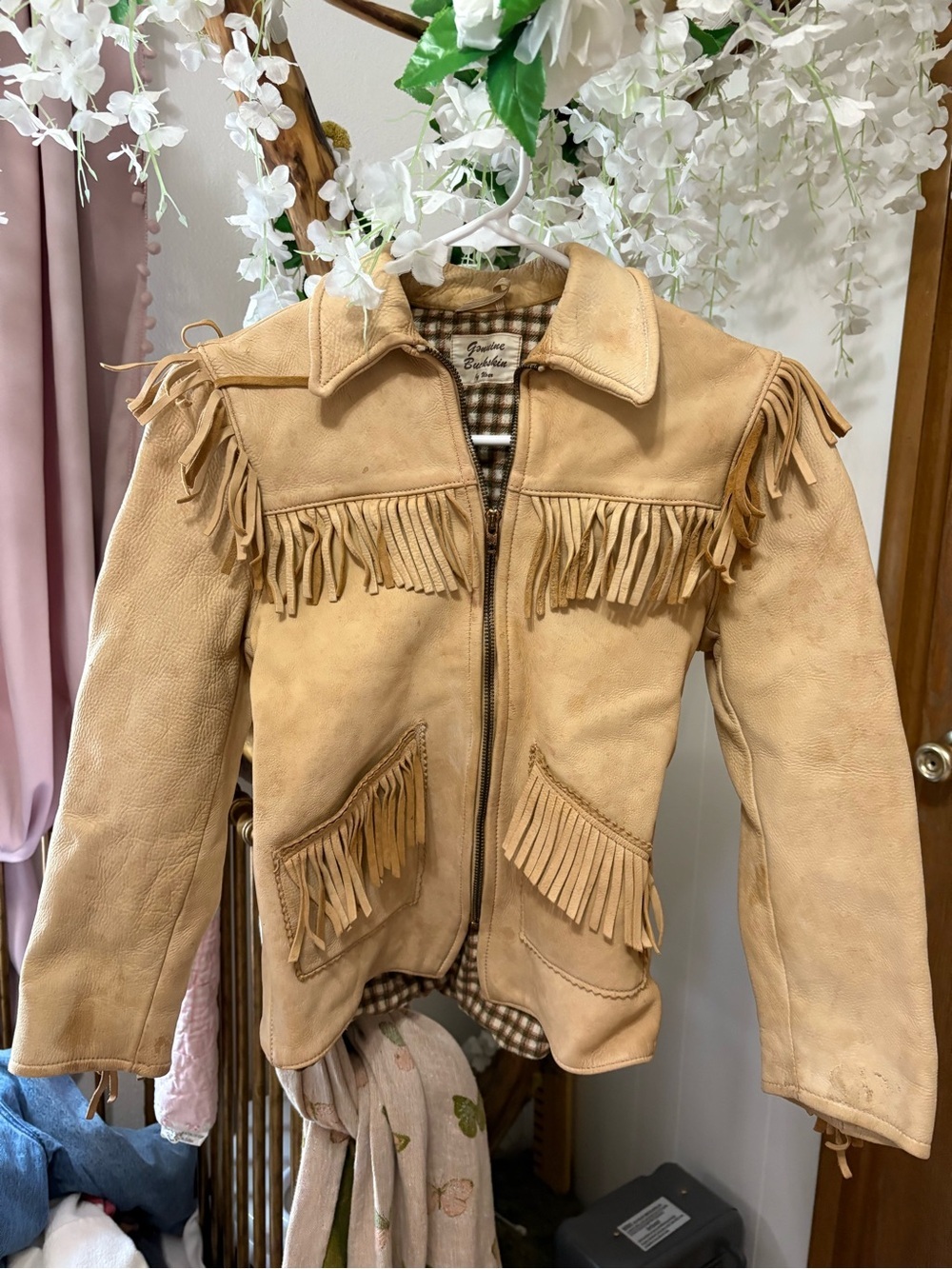 Vintage Genuine Buckskin Tan Leather Jacket